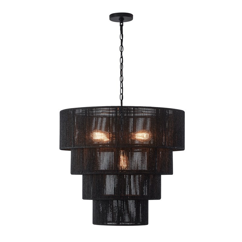 Suspension bohème KAWOTI à 5 lumières et 4 niveaux, largeur 26 pouces