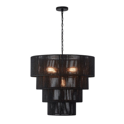 Suspension bohème KAWOTI à 5 lumières et 4 niveaux, largeur 26 pouces