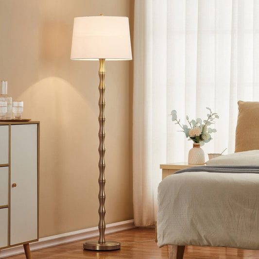 Lampe de sol KAWOTI de 155 cm avec abat-jour en tissu Empire