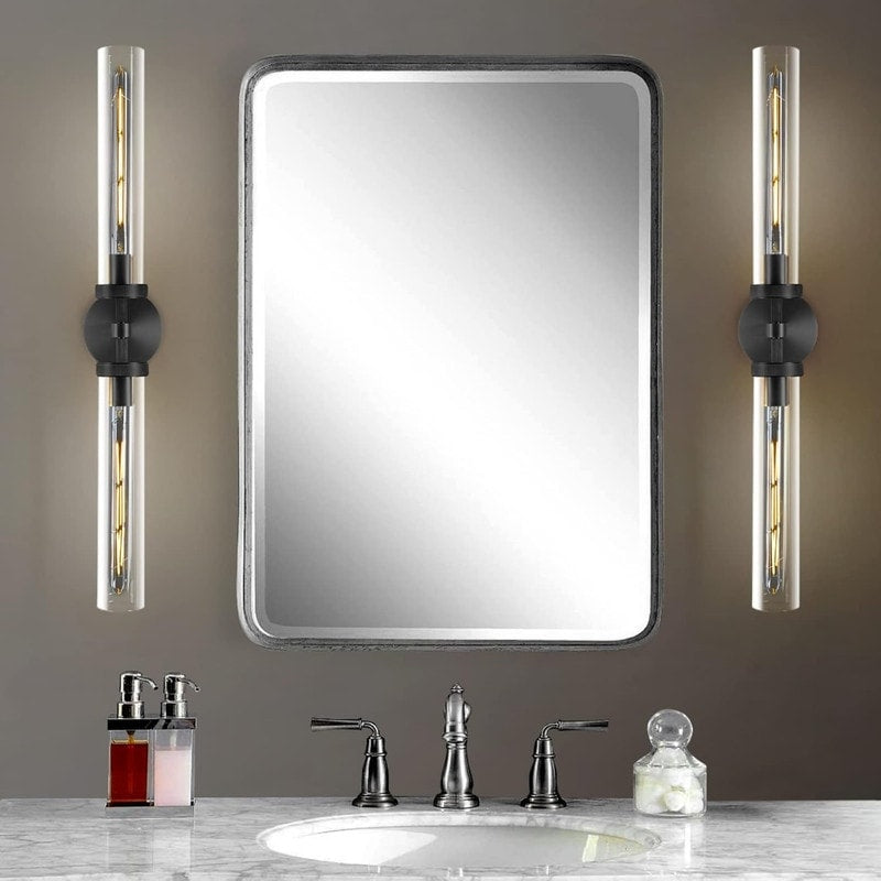 Appliques murales en verre modernes KAYLA, éclairage mural intérieur, luminaires muraux, luminaire de coiffeuse avec abat-jour en verre (lot de 2)