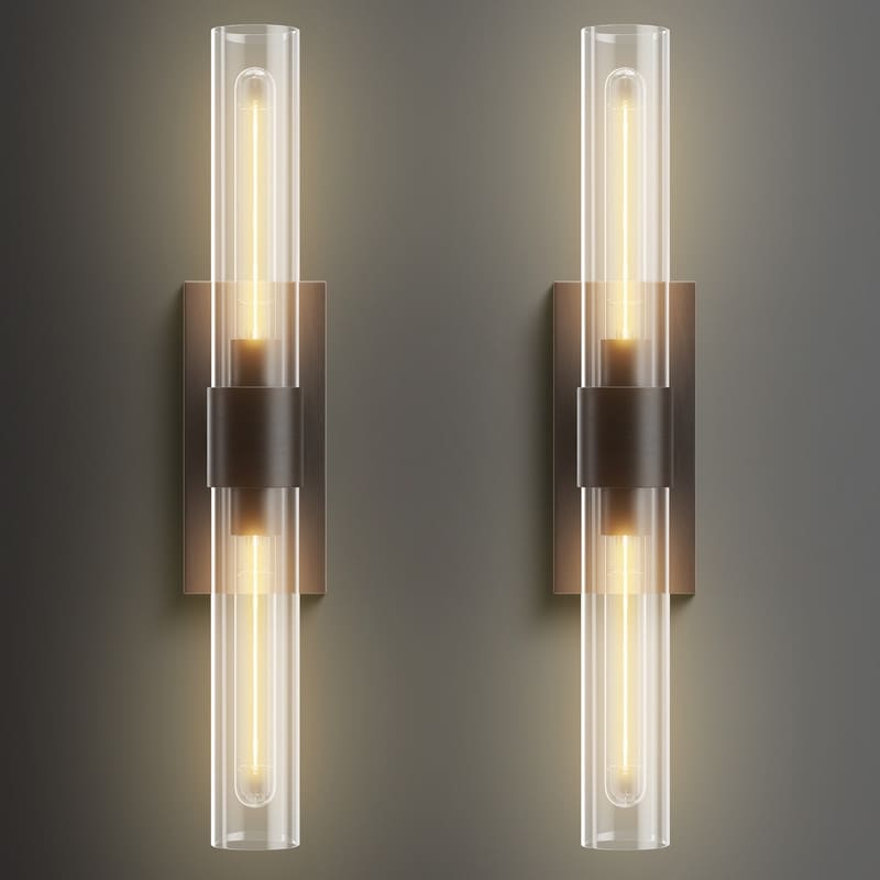 Appliques murales en verre modernes KAYLA, éclairage mural intérieur, luminaires muraux, luminaire de coiffeuse avec abat-jour en verre (lot de 2)