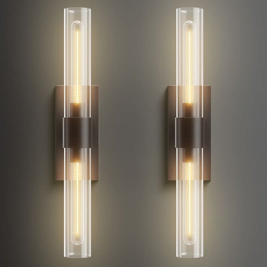 Appliques murales en verre modernes KAYLA, éclairage mural intérieur, luminaires muraux, luminaire de coiffeuse avec abat-jour en verre (lot de 2)