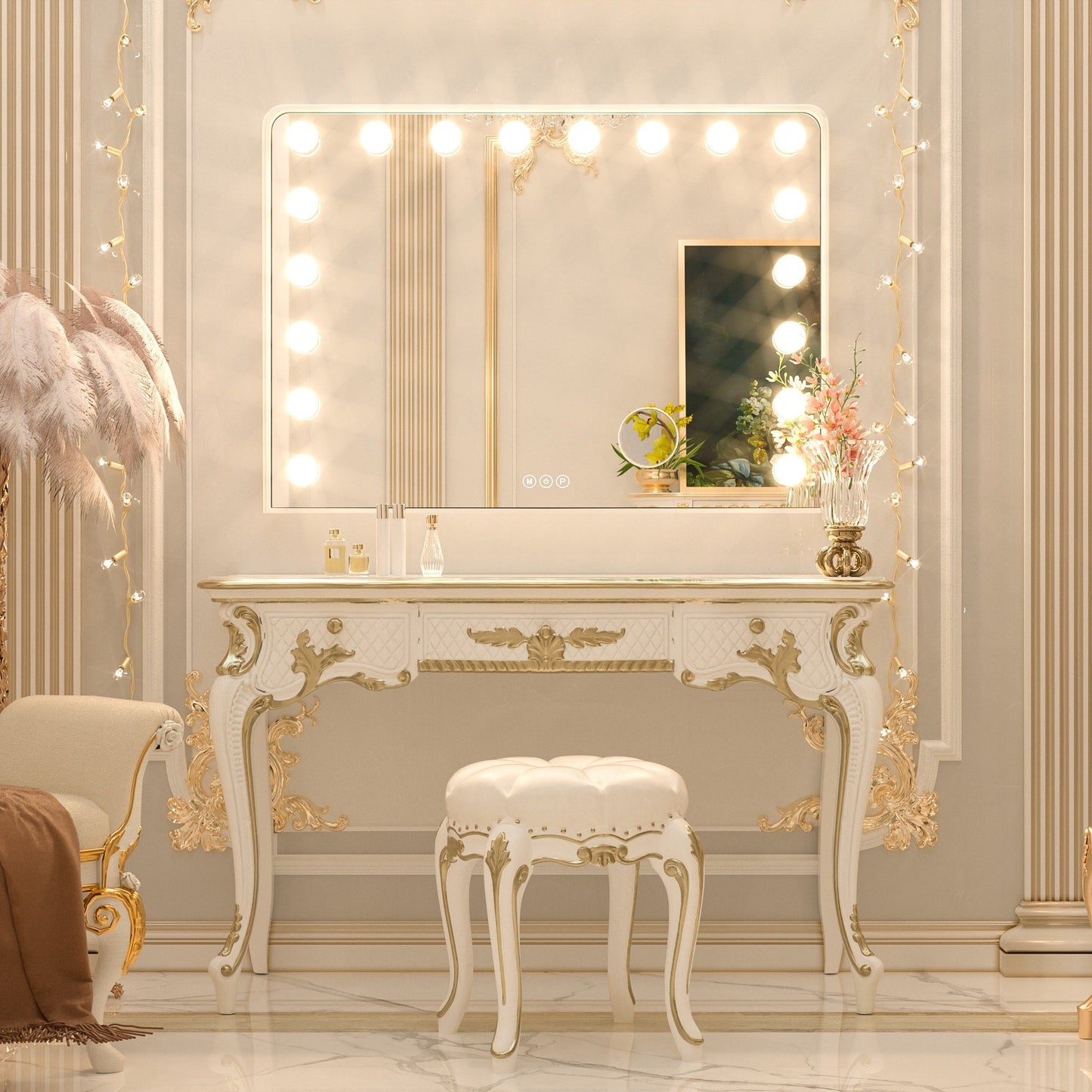 Keonjinn Miroir de maquillage LED Hollywood avec 15/18 lumières LED