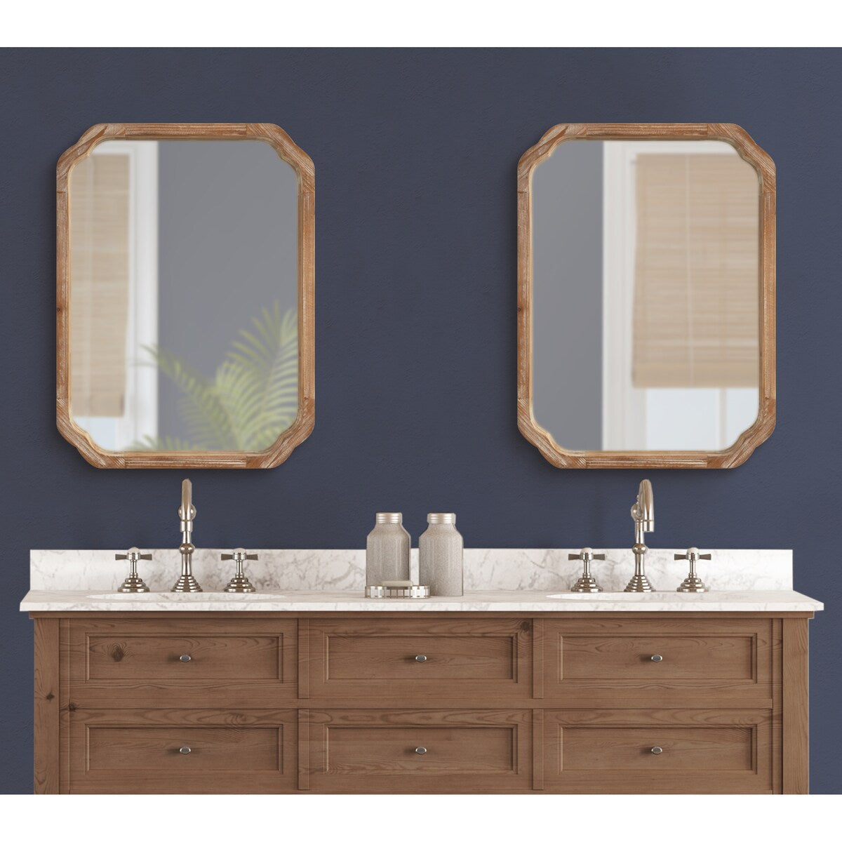 Kate and Laurel Marston Miroir mural carré en bois