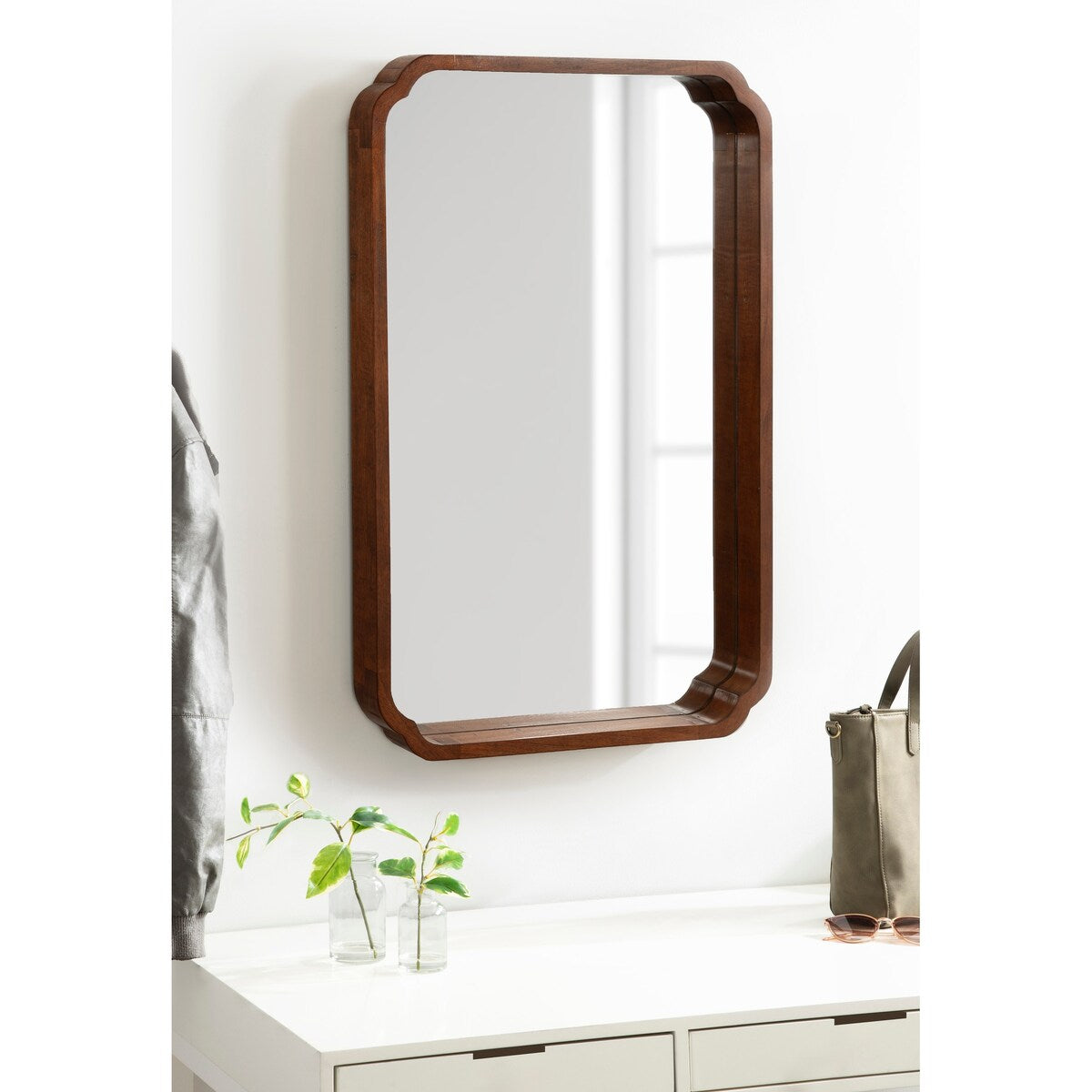Kate and Laurel Marston Miroir mural carré en bois