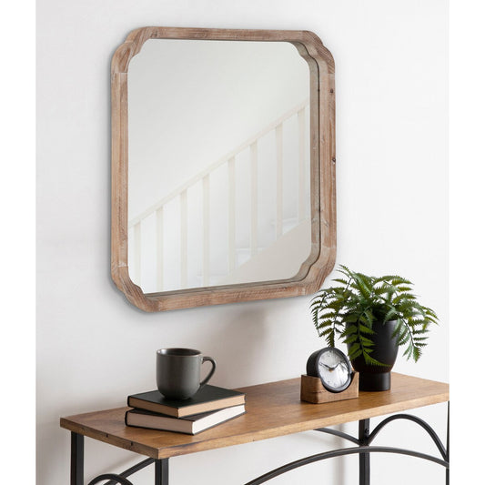Kate and Laurel Marston Miroir mural carré en bois
