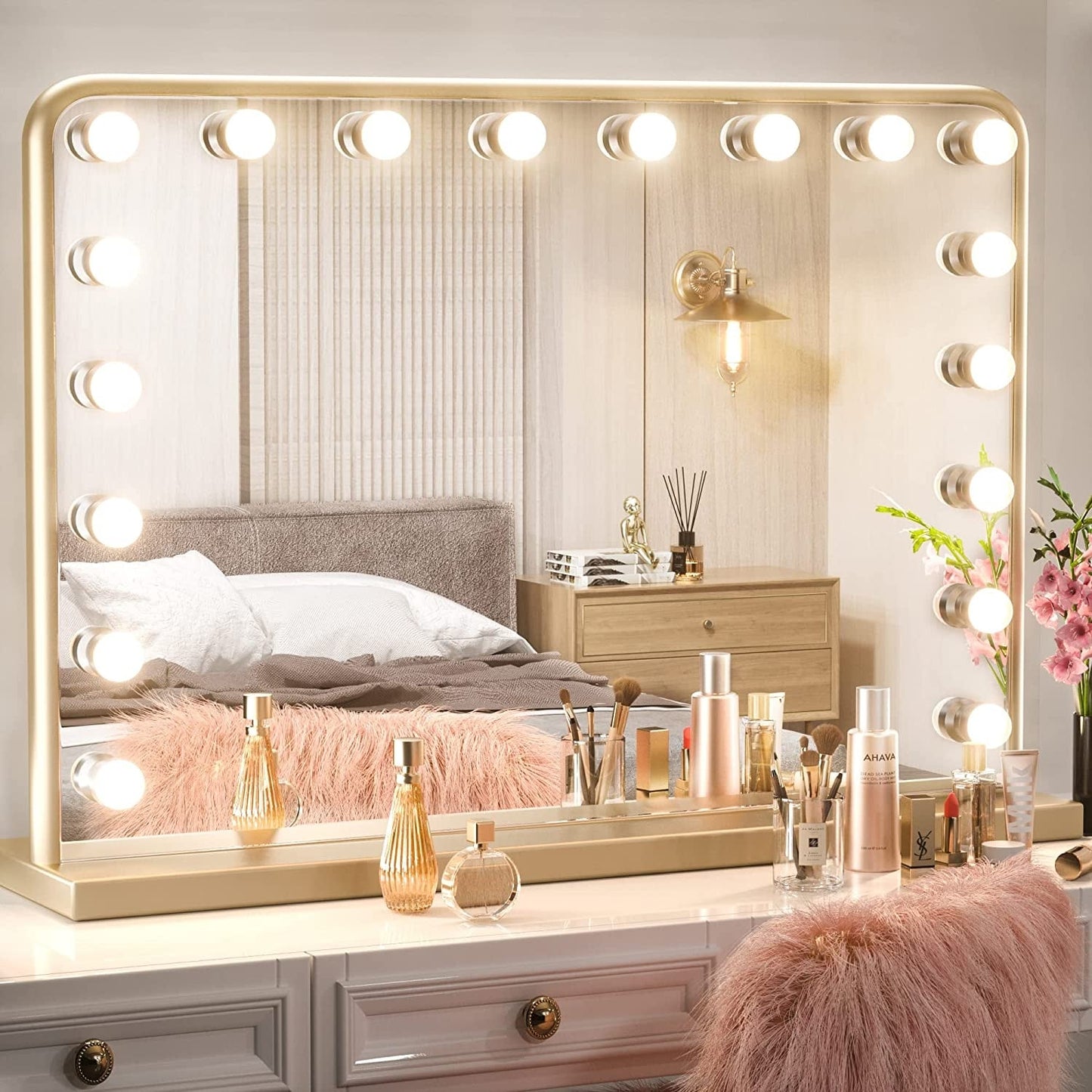 Keonjinn Miroir de maquillage LED Hollywood avec 15/18 lumières LED