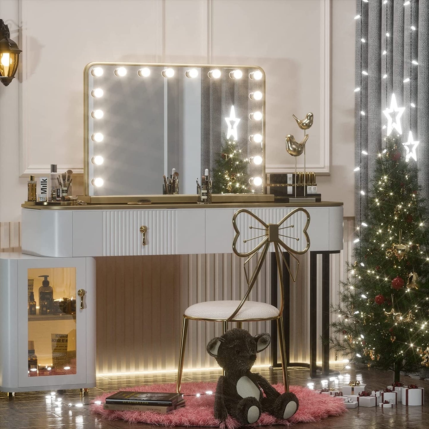 Keonjinn Miroir de maquillage LED Hollywood avec 15/18 lumières LED