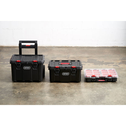Keter Stack-n-Roll, système modulaire de rangement et d'organisation d'outils sur roulettes, 3 pièces, en résine durable.