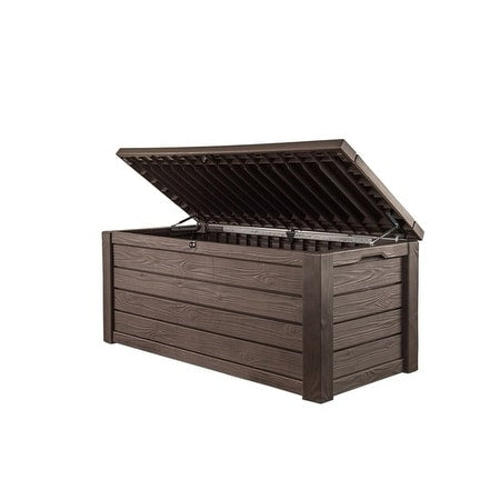 Keter Westwood, coffre de rangement extérieur en résine, grand format, résistant, 150 gallons, pour meubles et autres articles, brun.