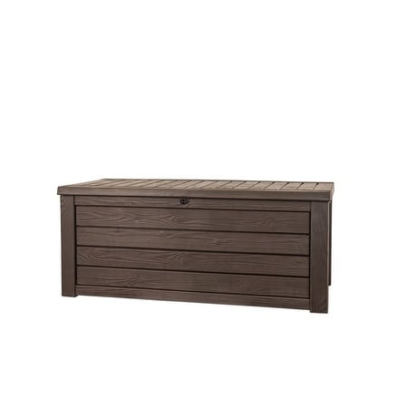 Keter Westwood, coffre de rangement extérieur en résine, grand format, résistant, 150 gallons, pour meubles et autres articles, brun.