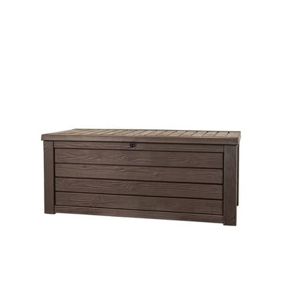 Keter Westwood, coffre de rangement extérieur en résine, grand format, résistant, 150 gallons, pour meubles et autres articles, brun.