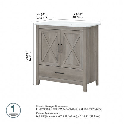 Meuble-lavabo de salle de bain Key West 32W avec lavabo de Bush Furniture