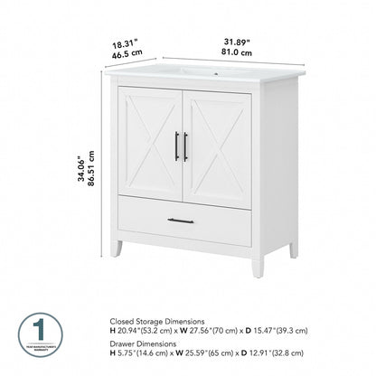 Meuble-lavabo de salle de bain Key West 32W avec lavabo de Bush Furniture