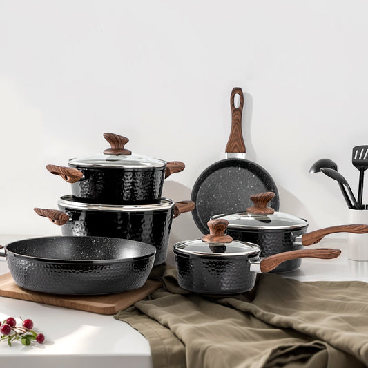 Ensemble de cuisine Kitchen Academy 15 pièces avec revêtement antiadhésif en granit