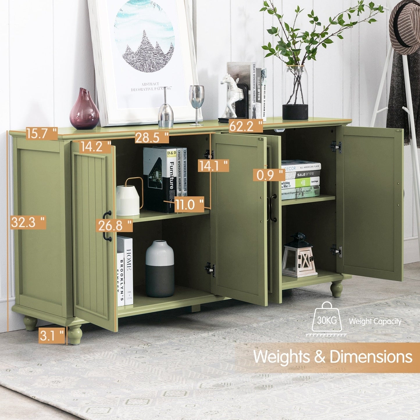Buffet de cuisine, bar à café, armoire de rangement décorative.