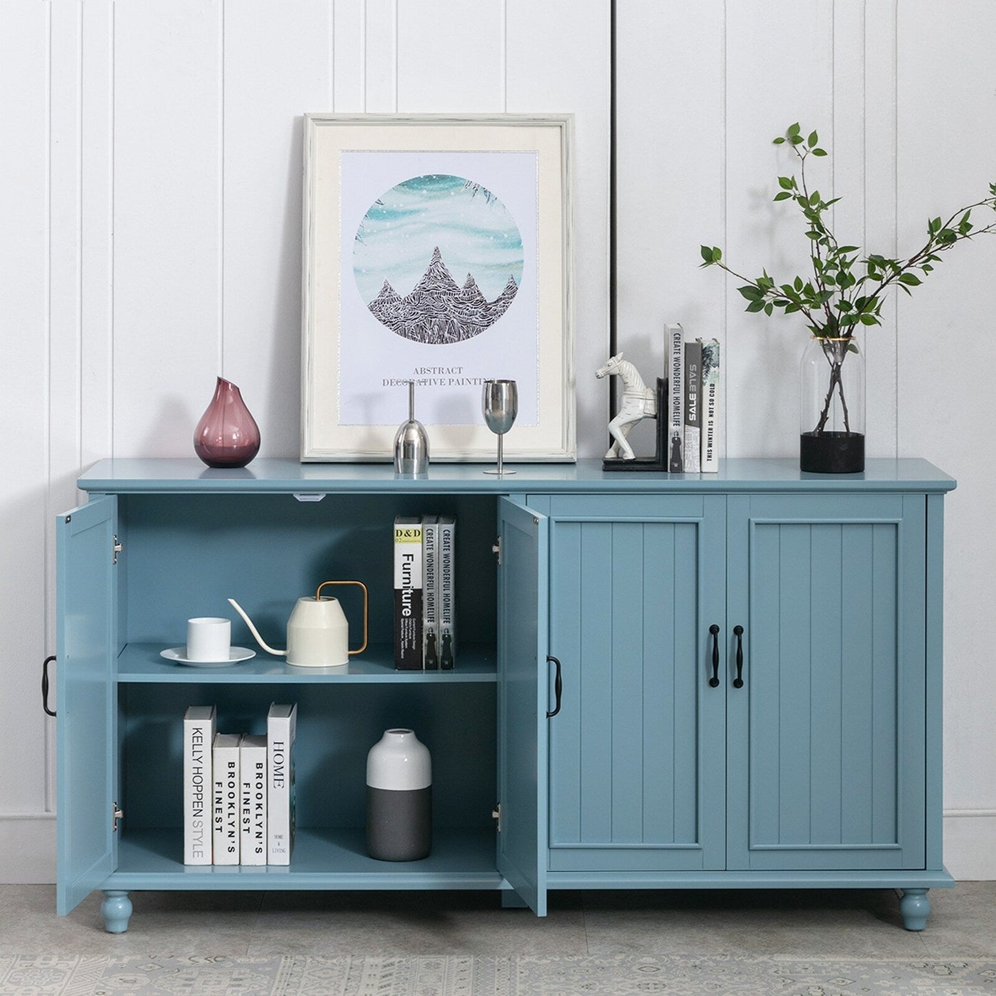 Buffet de cuisine, bar à café, armoire de rangement décorative.