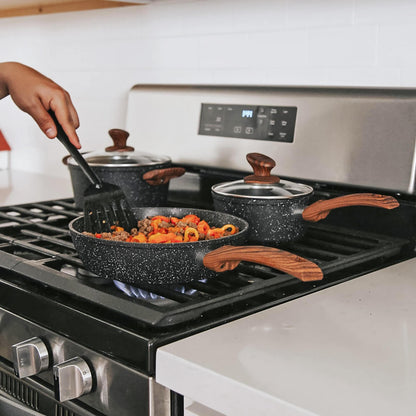 Ensemble de casseroles et poêles antiadhésives, 12 pièces, ensemble de cuisson en granit.
