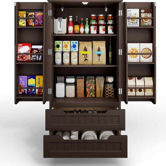 Armoire de rangement pour cuisine, armoire de rangement de salle de bain autoportante avec 2 portes et tiroirs