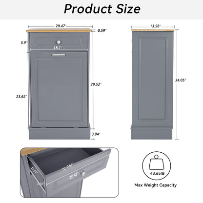 Poubelle de cuisine à bascule, bac à poubelles, rangement, paniers à déchets en bois pour comptoir avec tiroir