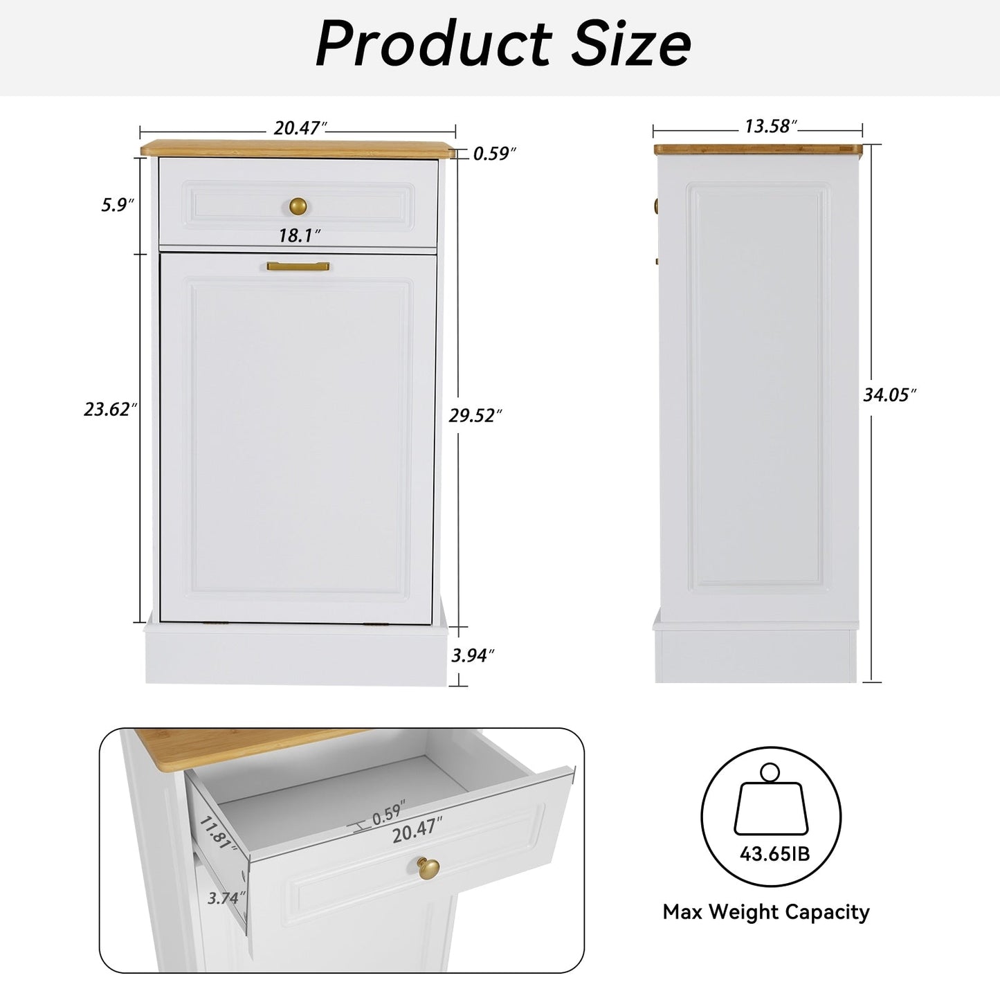 Poubelle de cuisine à bascule, bac à poubelles, rangement, paniers à déchets en bois pour comptoir avec tiroir