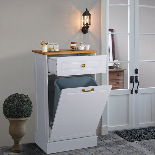Poubelle de cuisine à bascule, bac à poubelles, rangement, paniers à déchets en bois pour comptoir avec tiroir