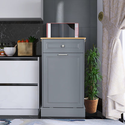 Poubelle de cuisine à bascule, bac à poubelles, rangement, paniers à déchets en bois pour comptoir avec tiroir