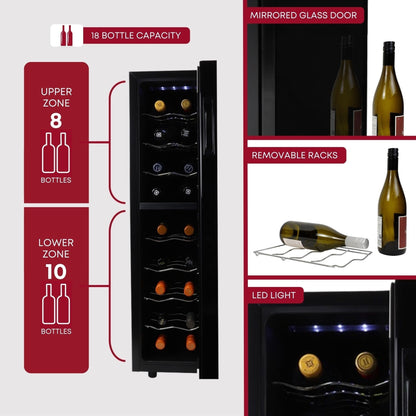 Cave à vin Koolatron 18 bouteilles, modèle Slim, double zone, réfrigérateur à vin indépendant