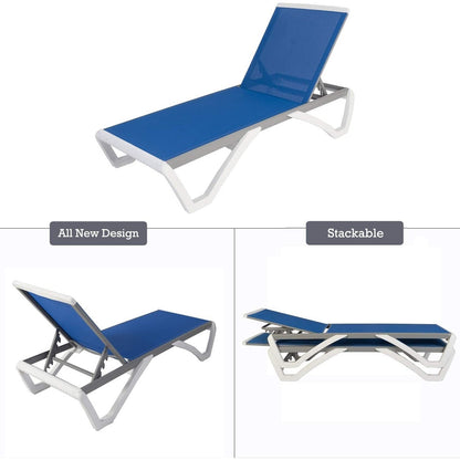 Chaise longue de jardin inclinable et réglable Kozyard Alan, entièrement en aluminium et pieds en résine de polypropylène.