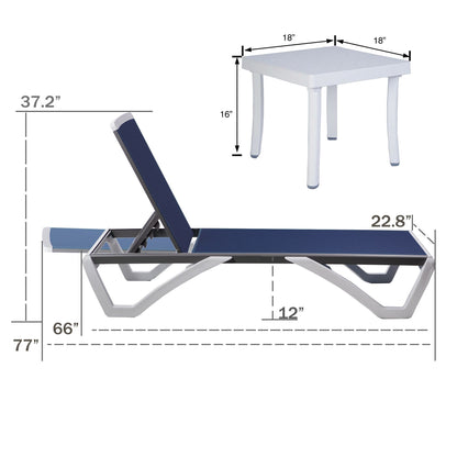 Chaise longue de jardin inclinable et réglable Kozyard Alan, entièrement en aluminium et pieds en résine de polypropylène.