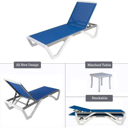 Chaise longue de jardin inclinable et réglable Kozyard Alan, entièrement en aluminium et pieds en résine de polypropylène.