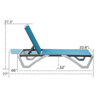 Chaise longue de jardin inclinable et réglable Kozyard Alan, entièrement en aluminium et pieds en résine de polypropylène.