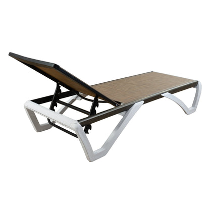 Chaise longue de jardin inclinable et réglable Kozyard Alan, entièrement en aluminium et pieds en résine de polypropylène.