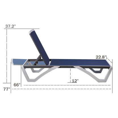 Chaise longue de jardin inclinable et réglable Kozyard Alan, entièrement en aluminium et pieds en résine de polypropylène.