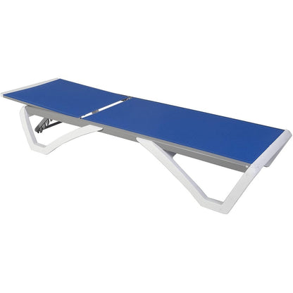 Chaise longue de jardin inclinable et réglable Kozyard Alan, entièrement en aluminium et pieds en résine de polypropylène.