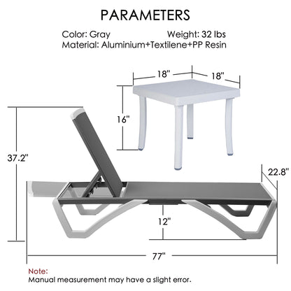 Chaise longue de jardin inclinable et réglable Kozyard Alan, entièrement en aluminium et pieds en résine de polypropylène.