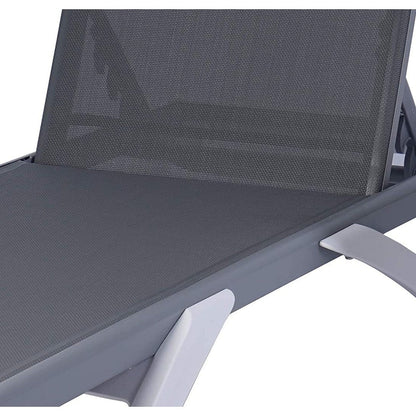 Chaise longue de jardin inclinable et réglable Kozyard Alan, entièrement en aluminium et pieds en résine de polypropylène.