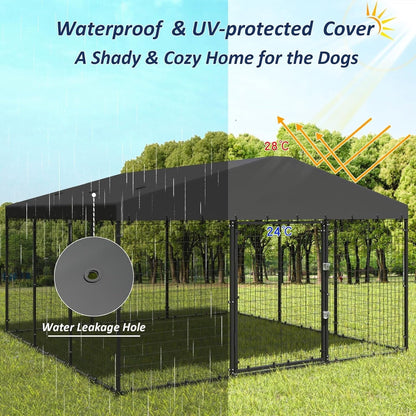W 118 x D 118 x H 70 Grande Cabane pour Chien d'Extérieur, Abri pour Chien Robuste avec Toit Imperméable