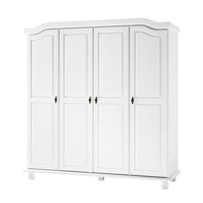 Palace Imports Armoire Kyle à 4 portes en bois massif avec portes en bois massif ou en miroir