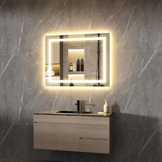 Miropoir de salle de bain à éclairage LED, rétroéclairé et éclairé en façade