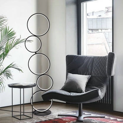 Lampe de sol LED moderne à intensité variable, lampe de coin à 3 intensités lumineuses avec 5 anneaux pour salon.