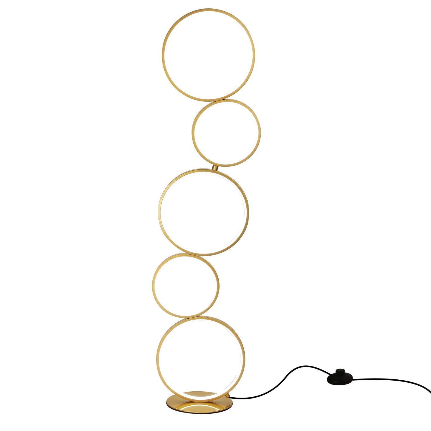 Lampe de sol LED moderne à intensité variable, lampe de coin à 3 intensités lumineuses avec 5 anneaux pour salon.