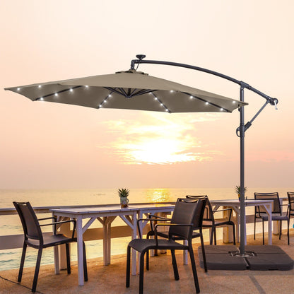 Parasol de terrasse déporté LED LIVOOSUN 10 pieds avec pied en croix