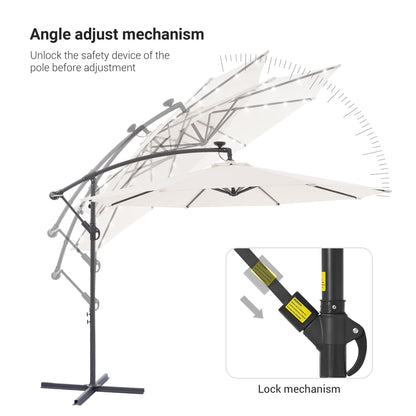 Parasol de terrasse déporté LED LIVOOSUN 10 pieds avec pied en croix