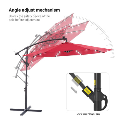 Parasol de terrasse déporté LED LIVOOSUN 10 pieds avec pied en croix