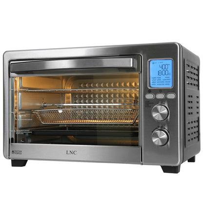 Four à convection, grille-pain, rotisserie et friteuse à air LNC 12-en-1, grand modèle 34QT pour comptoir - 19,5 L x 15 l x 12,5 H (cm)