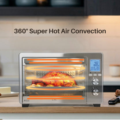 Four à convection, grille-pain, rotisserie et friteuse à air LNC 12-en-1, grand modèle 34QT pour comptoir - 19,5 L x 15 l x 12,5 H (cm)