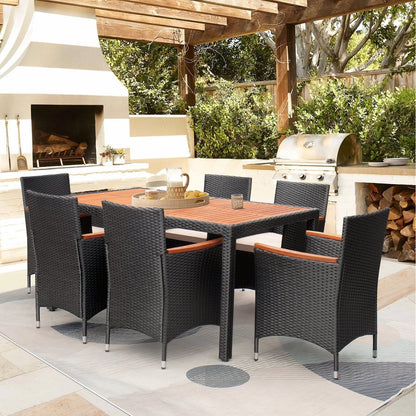 Ensemble de repas de jardin Lacoo en rotin synthétique/bois d'acacia