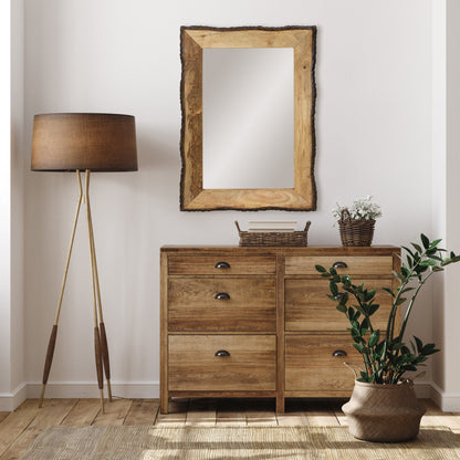 Lamont River of Goods Miroir mural rectangulaire en bois et verre, marron et beige - 39 x 1,25 x 28 pouces