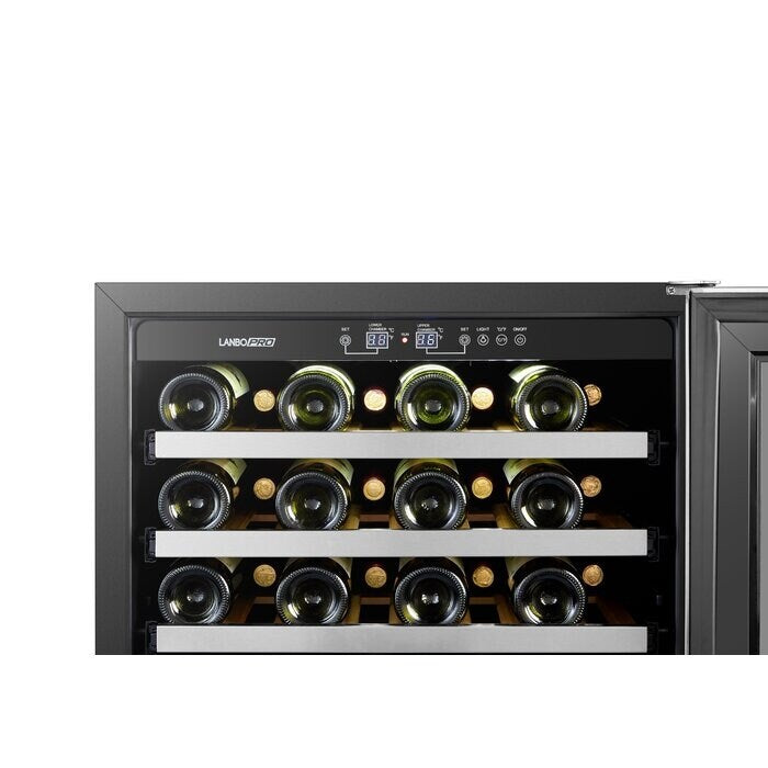Cave à vin LanboPro à compression à double zone, 24 pouces, 44 bouteilles